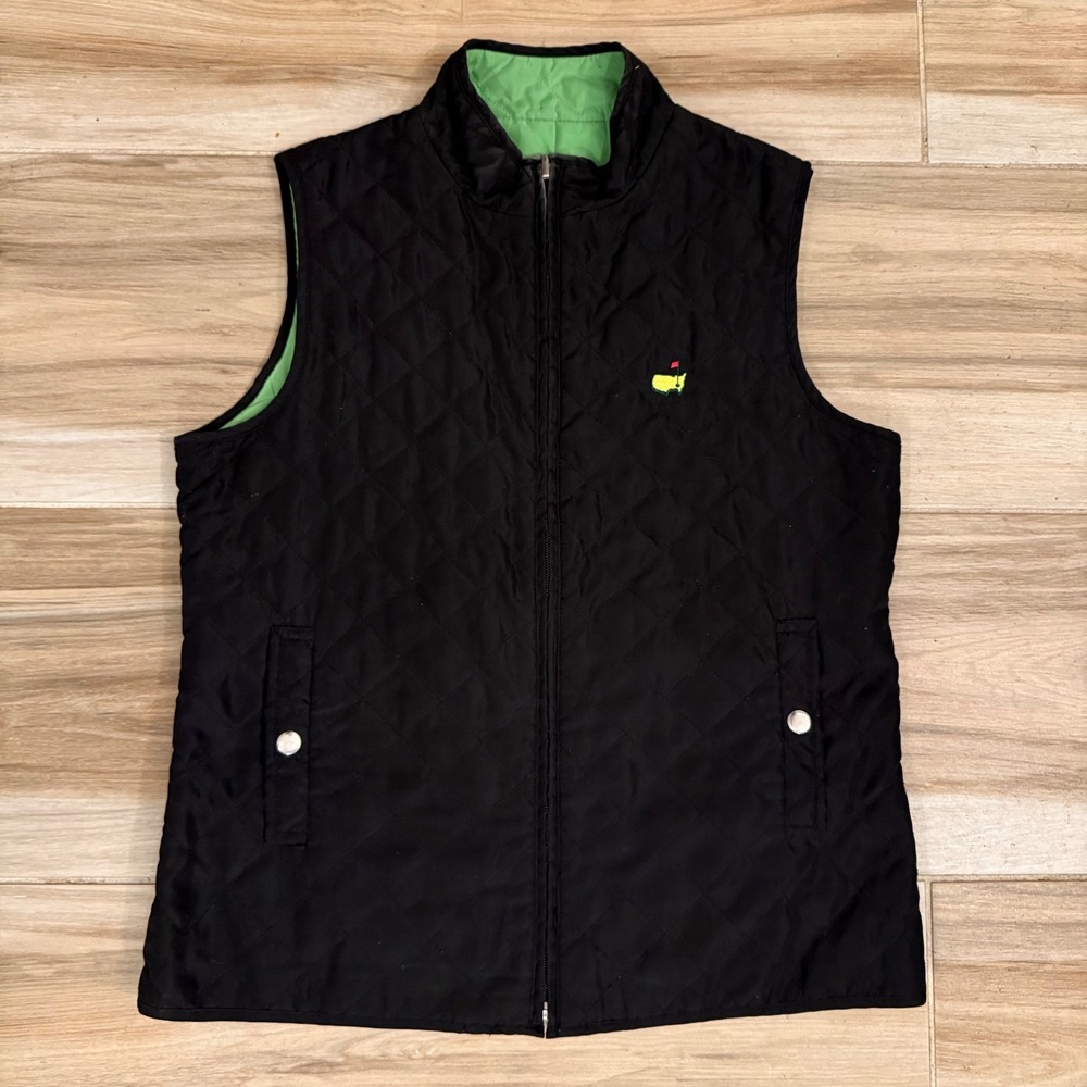 Masters Tournament Magnolia Lane Reversible Quilted Golf Vest Black Green Small